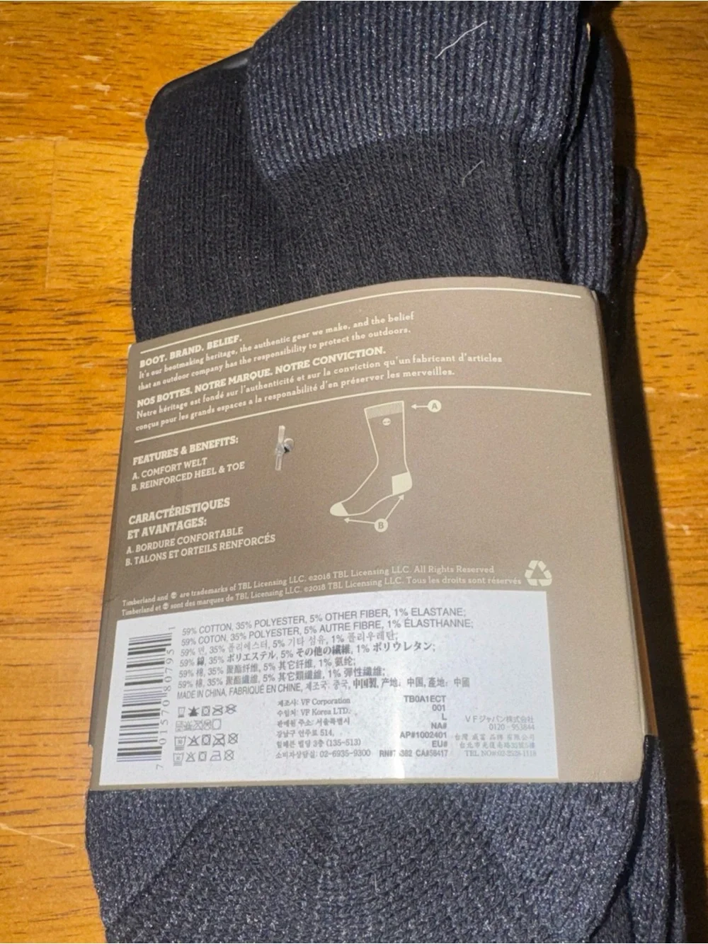 Timberland Crew Socks 3 Pair Black Large 9-12 Cushioned Stretch Support New Tags